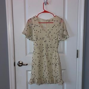 tight fit cream star dress, zipper in the back, v-neck